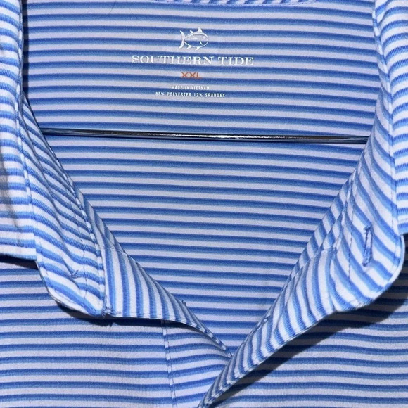 NWOT Southern Tide Blue Striped Short Sleeve Polo Shirt Size XXL - Picture 7 of 8